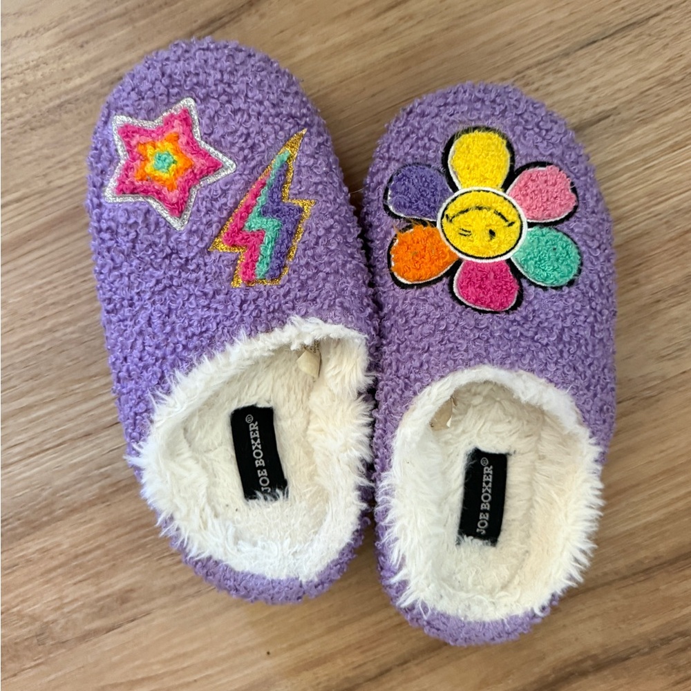 Joe Boxer Purple and Yellow Cozy Slippers